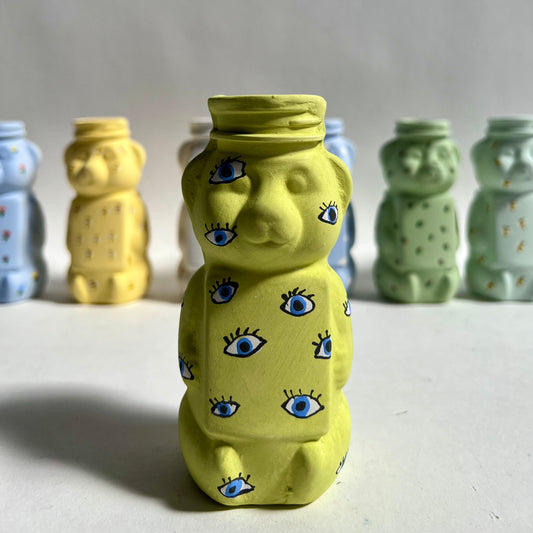 Evil eye honey bear bud vase