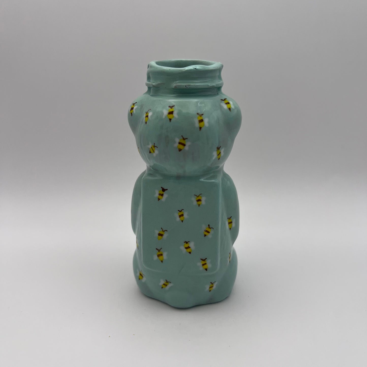 Bee honey bear bud vase sea glass