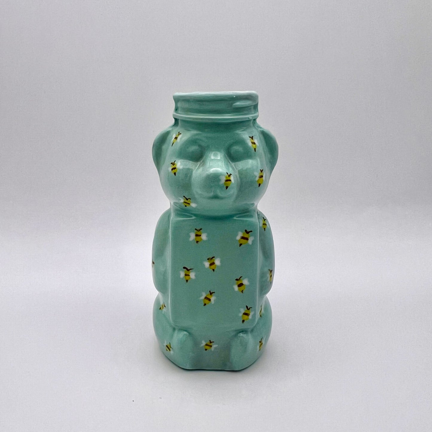 Bee honey bear bud vase sea glass