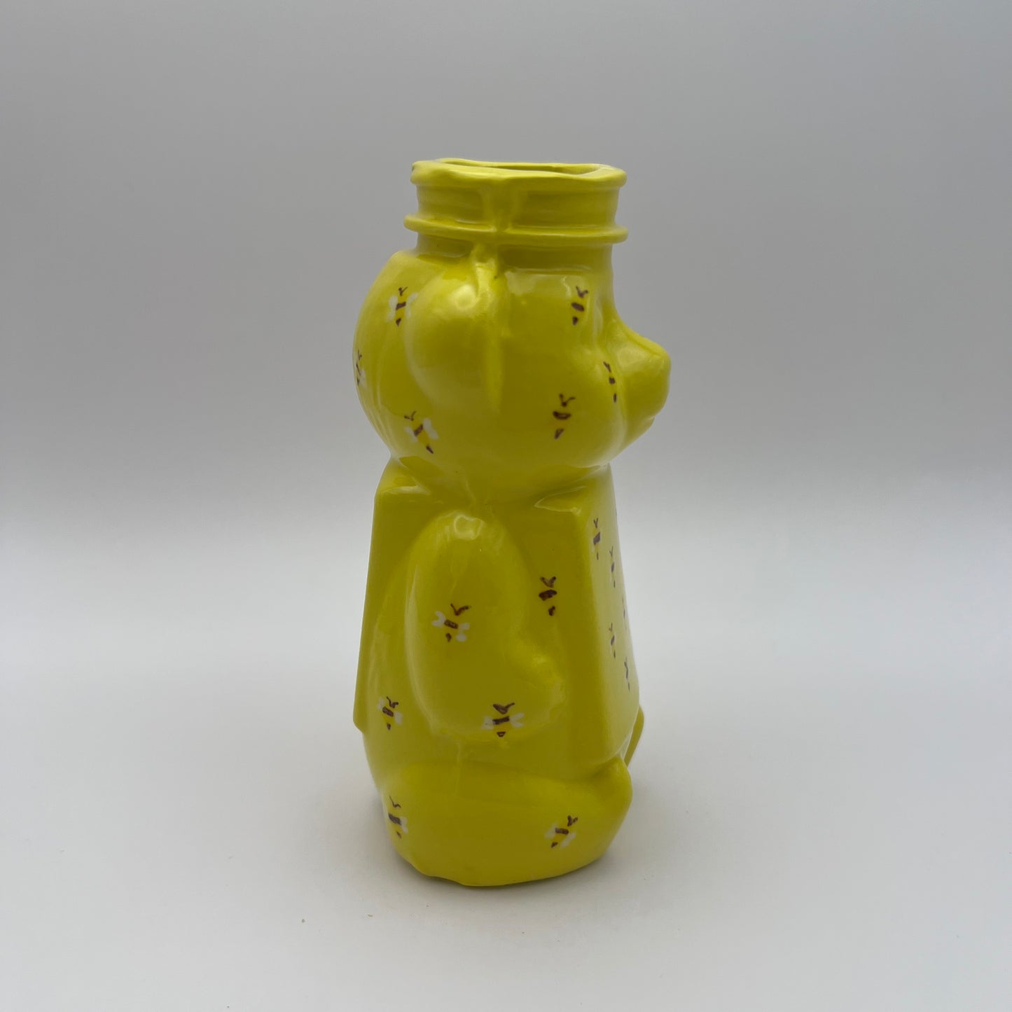 Yellow bee honey bear bud vase