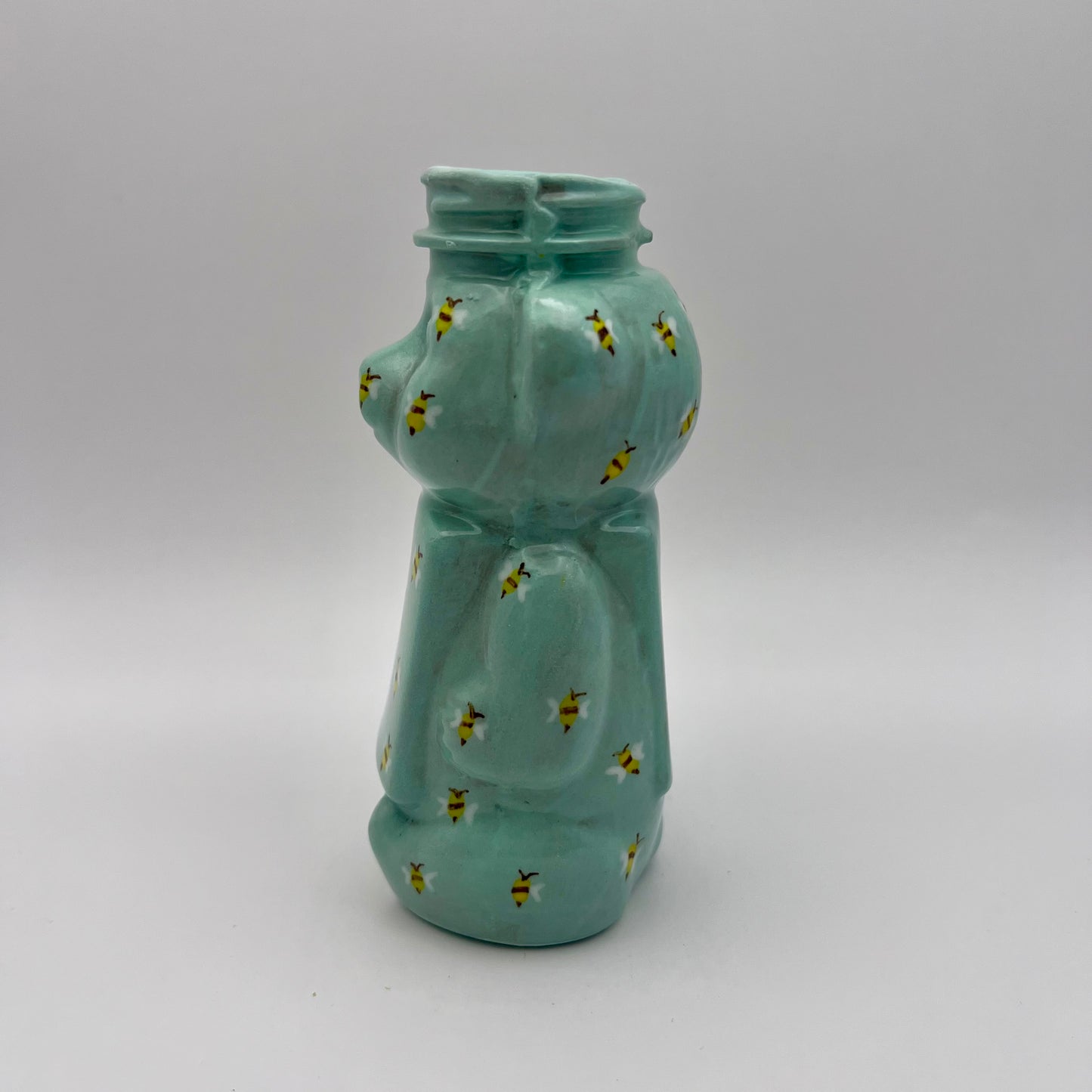 Bee honey bear bud vase sea glass